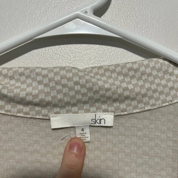 Skin Jules Sandstone Check Button Front Loungewear‎ Top Size 4 - Picture 3 of 7